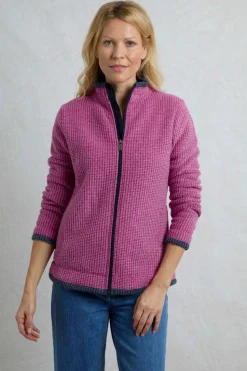 Weird Fish Red Ariana Full Zip Grid Fleece