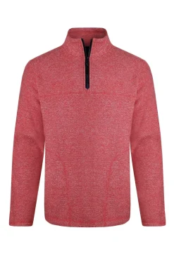 Weird Fish Red Laramie 1/4 Zip Snow Marl Fleece