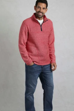 Weird Fish Red Laramie 1/4 Zip Snow Marl Fleece