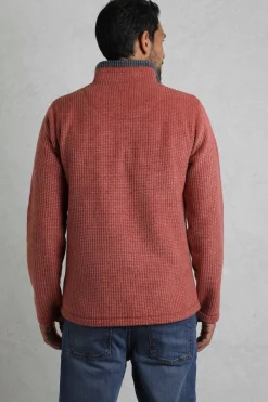 Weird Fish Red Newark 1/4 Zip Grid Fleece