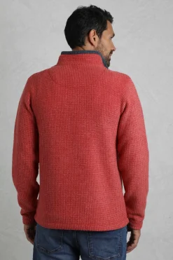 Weird Fish Red Newark 1/4 Zip Grid Fleece