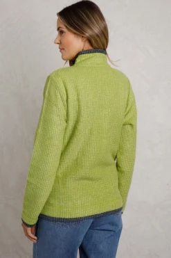 Weird Fish Soft Green Ariana Full Zip Grid Fleece