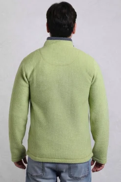 Weird Fish Soft Green Newark 1/4 Zip Grid Fleece