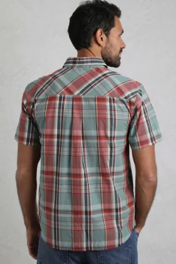 Weird Fish Teal Blue Judd Short Sleeve Check Shirt