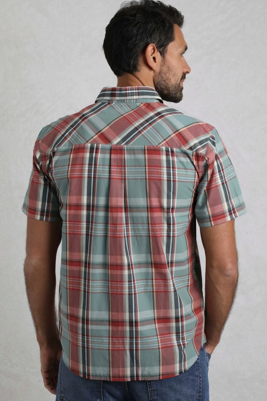 Weird Fish Teal Blue Judd Short Sleeve Check Shirt