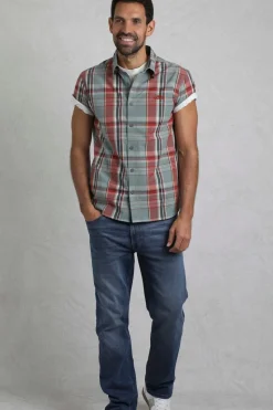 Weird Fish Teal Blue Judd Short Sleeve Check Shirt