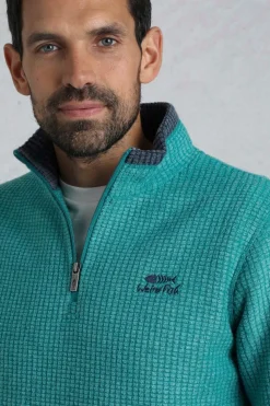 Weird Fish Teal Newark 1/4 Zip Grid Fleece