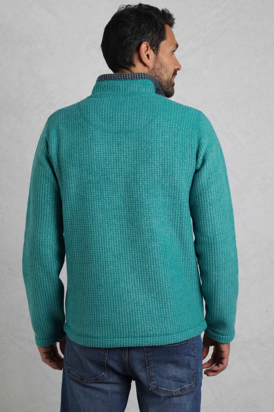 Weird Fish Teal Newark 1/4 Zip Grid Fleece