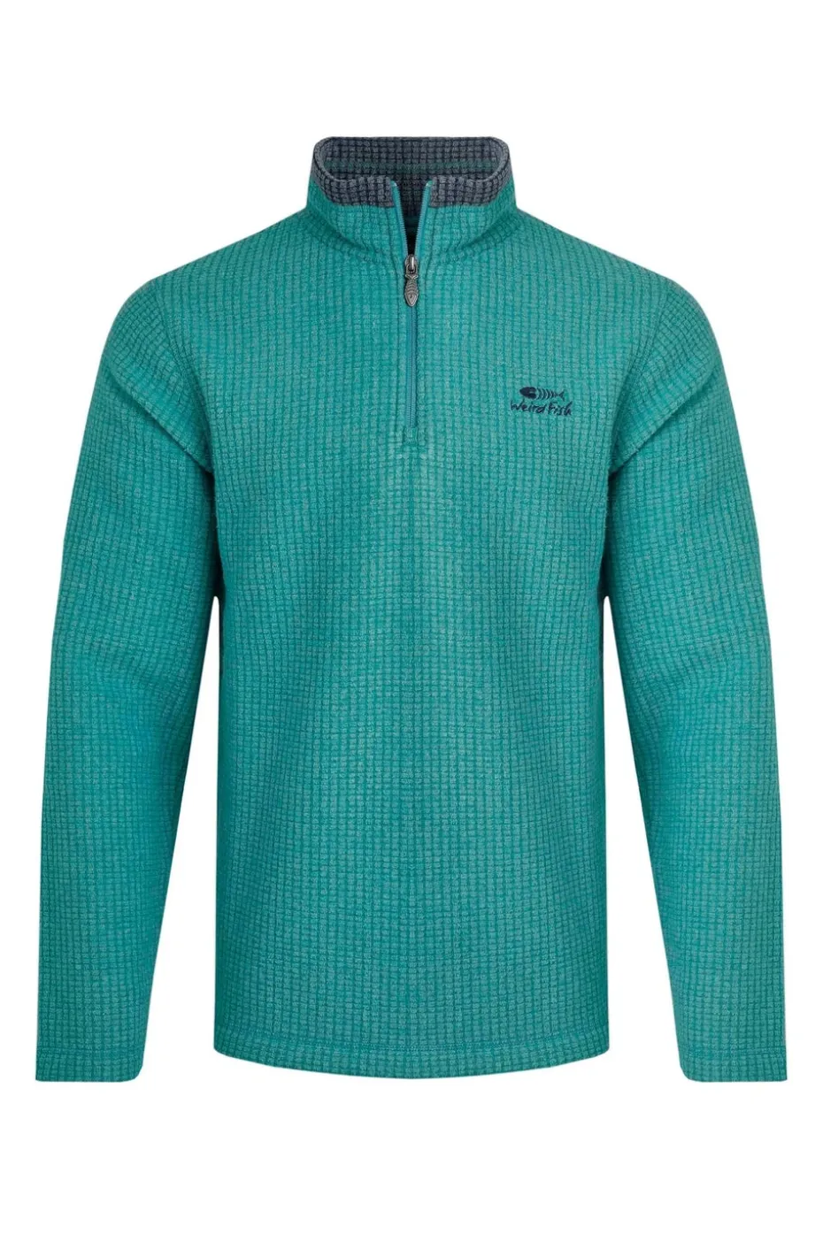 Weird Fish Teal Newark 1/4 Zip Grid Fleece