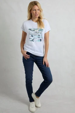 Weird Fish White Beach Run Front Print Graphic T-Shirt