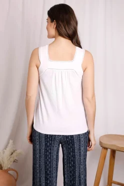 Weird Fish White Chelle Jersey Square Neck Vest