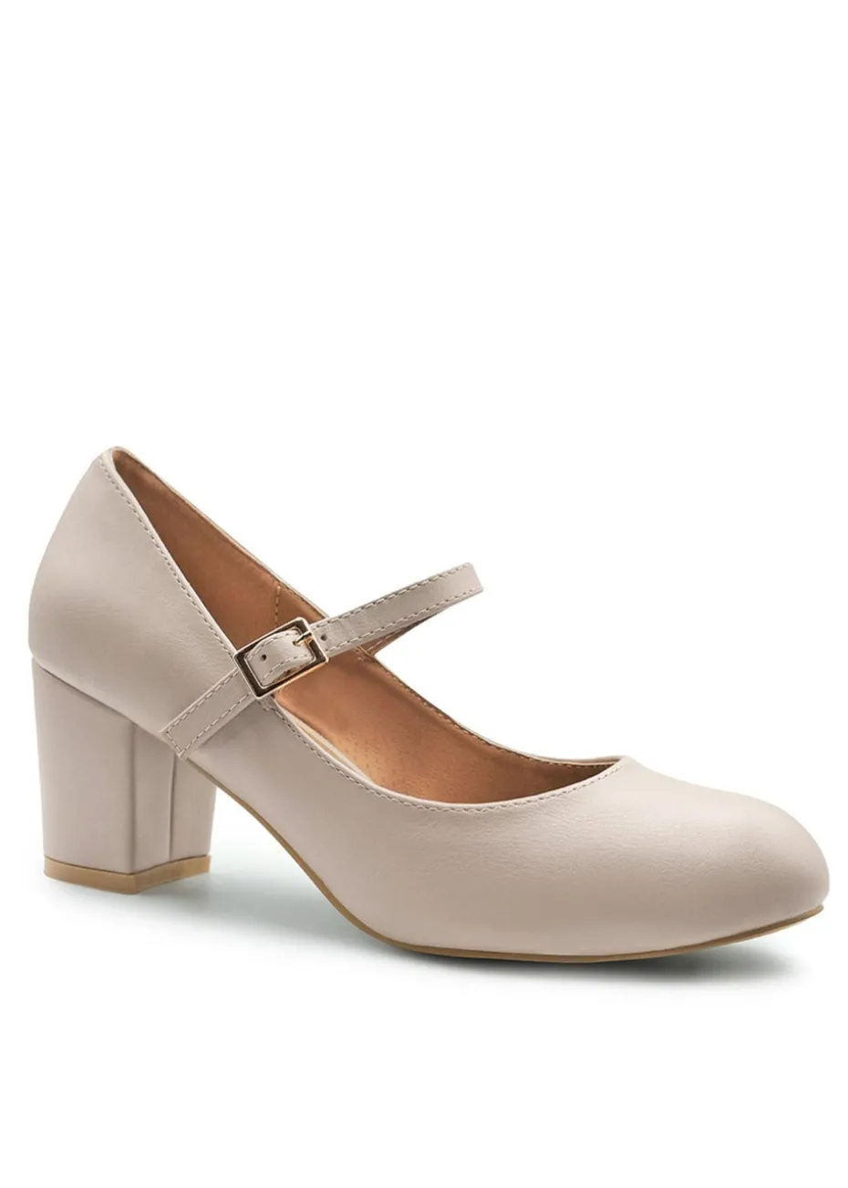Where's That From Araceli Block Heel Mary Jane Pumps In Nude