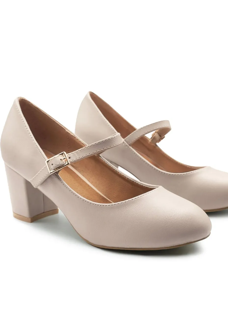 Where's That From Araceli Block Heel Mary Jane Pumps In Nude