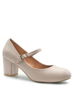 Where's That From Araceli Block Heel Mary Jane Pumps In Nude