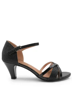 Where's That From Artemis Mid High Heel In Black Glitter