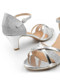 Where's That From Artemis Mid High Heel In Silver Glitter