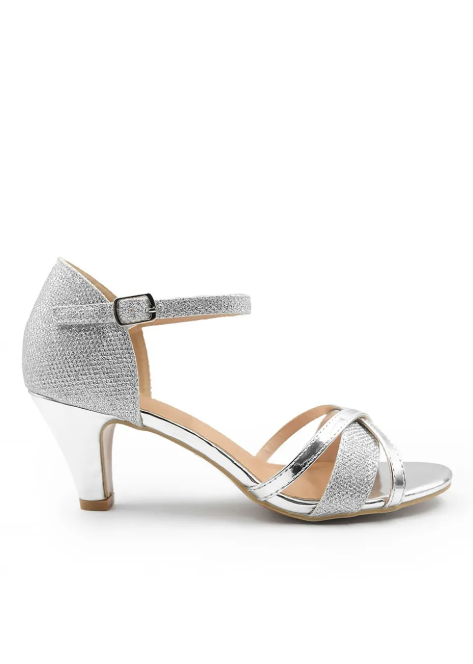 Where's That From Artemis Mid High Heel In Silver Glitter