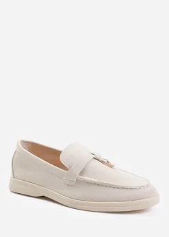 Where's That From Beige Suede Pegasus Wide-Fit Slip On Loafers