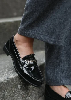 Where's That From Black Cielo Round Toe Metal Detail Loafers