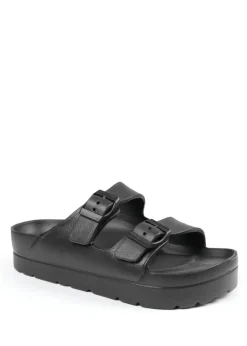 Where's That From Black Danielle Slider Sandals With Buckle