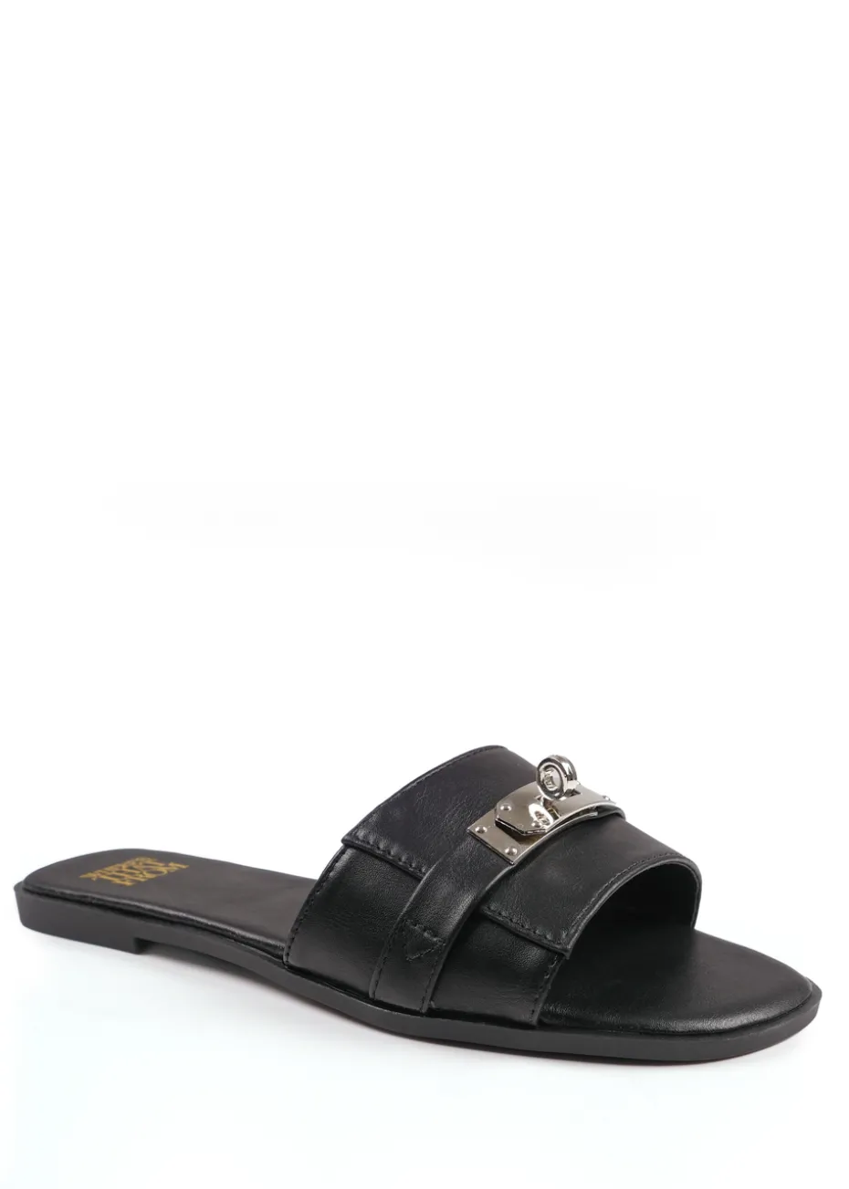 Where's That From Black Emmeline Single Band Slider Sandals
