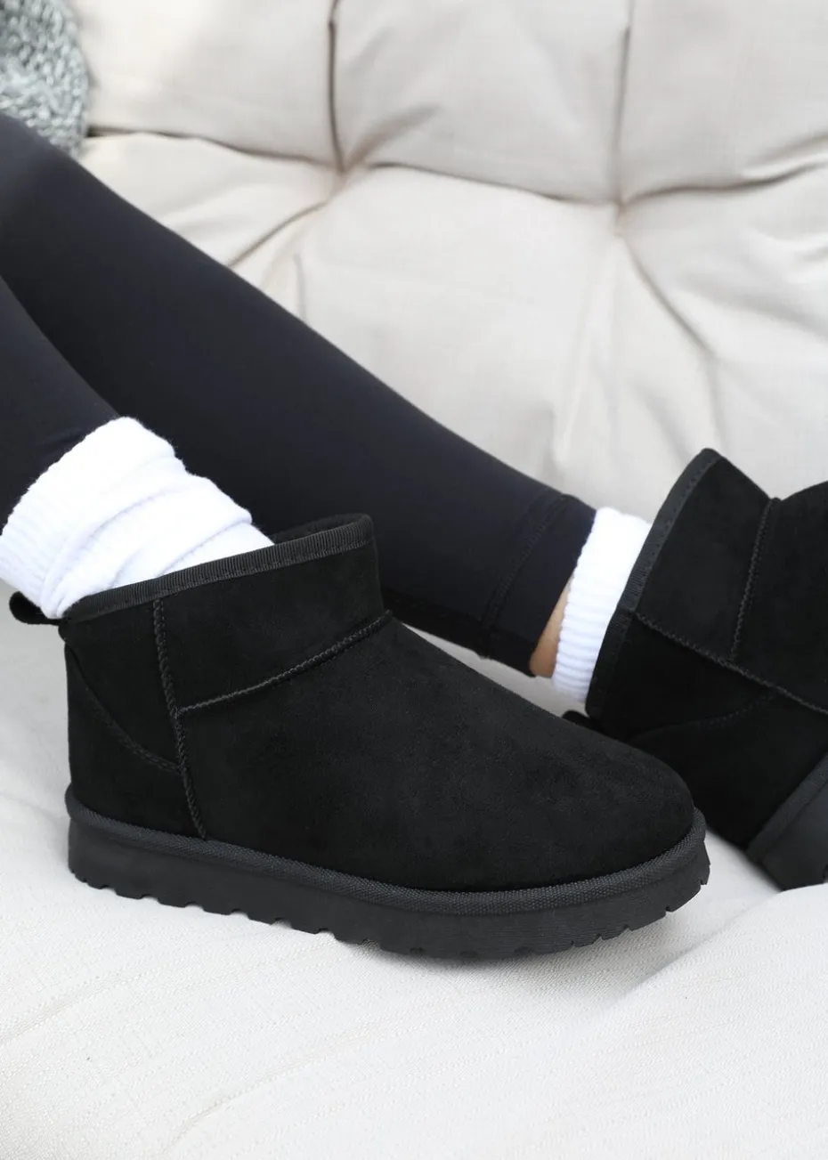Where's That From Black Faux-Suede Maple Faux Fur Slipper Boots