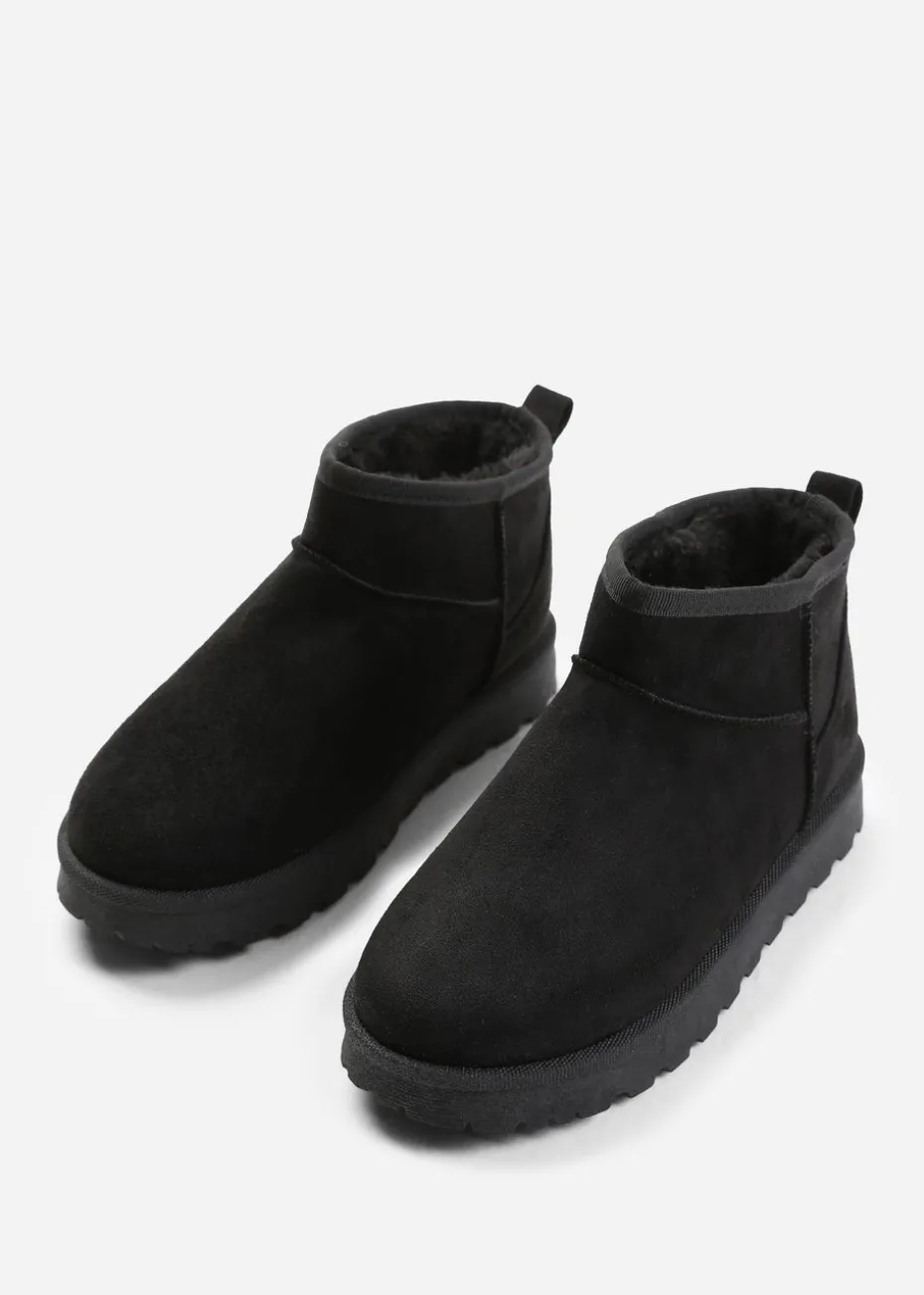 Where's That From Black Faux-Suede Maple Faux Fur Slipper Boots