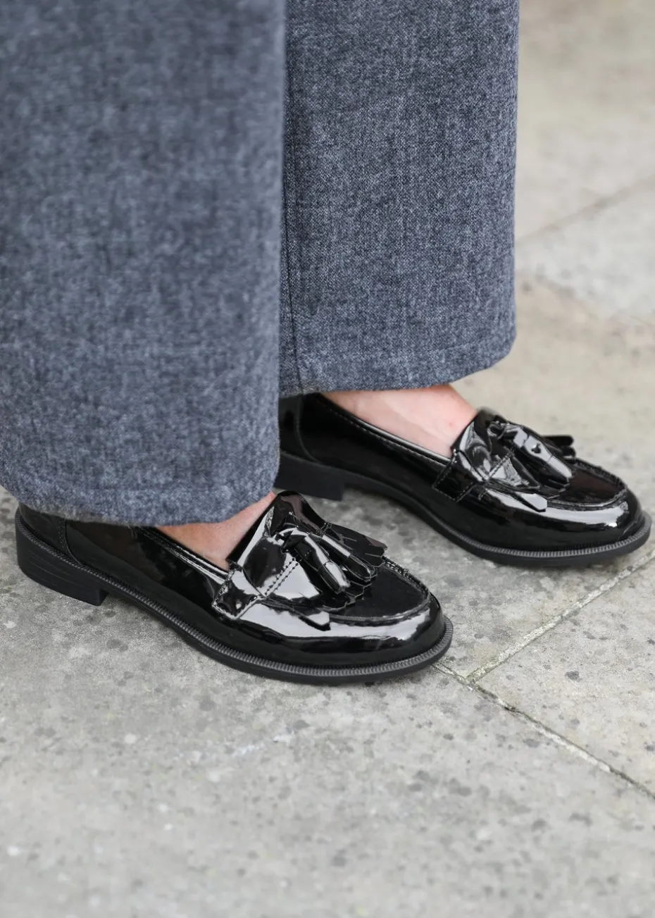 Where's That From Black Imogen Wide Fit Slip On Loafers