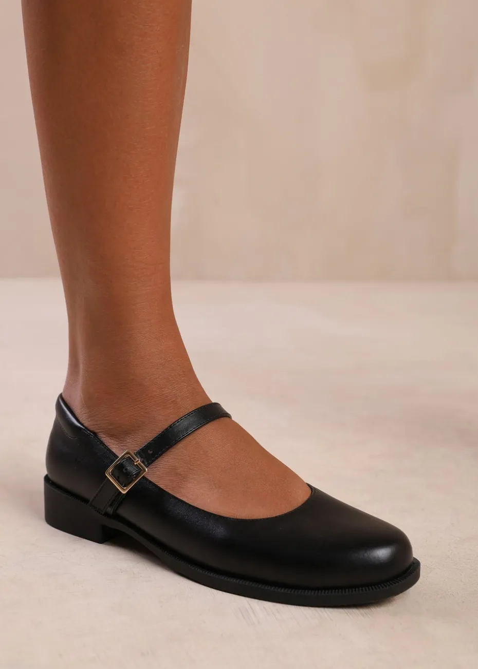 Where's That From Black Kingston Buckle Detail Low Heel Loafers