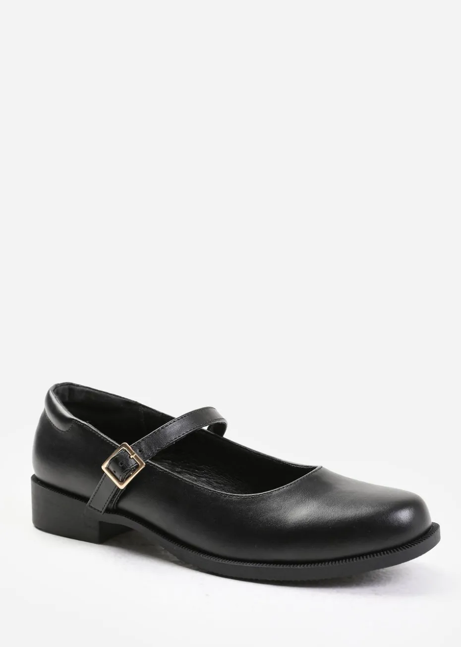 Where's That From Black Kingston Buckle Detail Low Heel Loafers