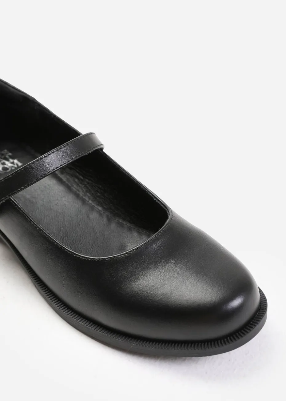 Where's That From Black Kingston Buckle Detail Low Heel Loafers