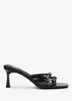 Where's That From Black PU Ariela Cross-Over Buckle Details Strap Heel