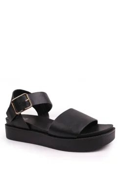 Where's That From Black Pu Phoenix Classic Flat Sandals