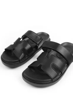 Where's That From Black Pu Adagio Strappy Sandals