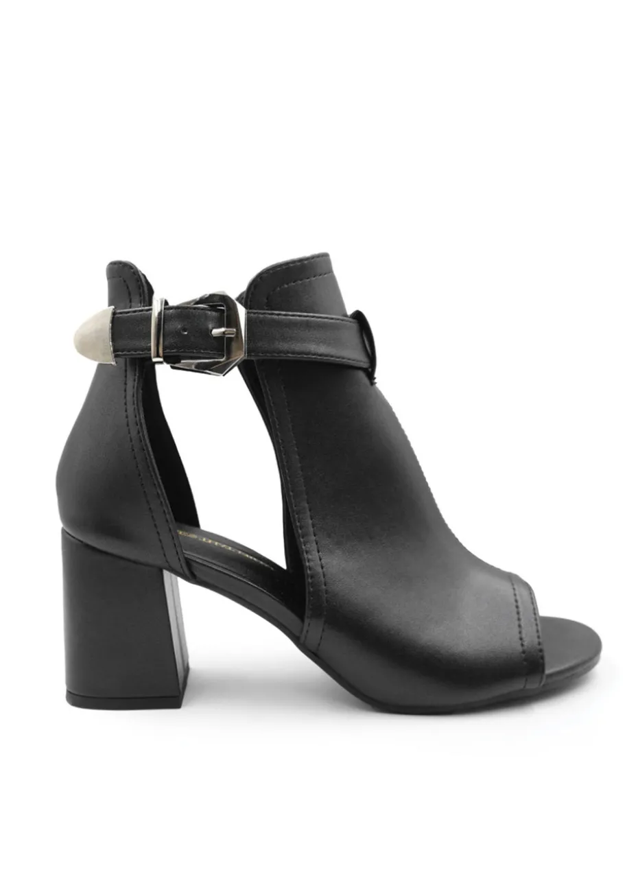 Where's That From Black Pu Lisa Open Toe Block Heels