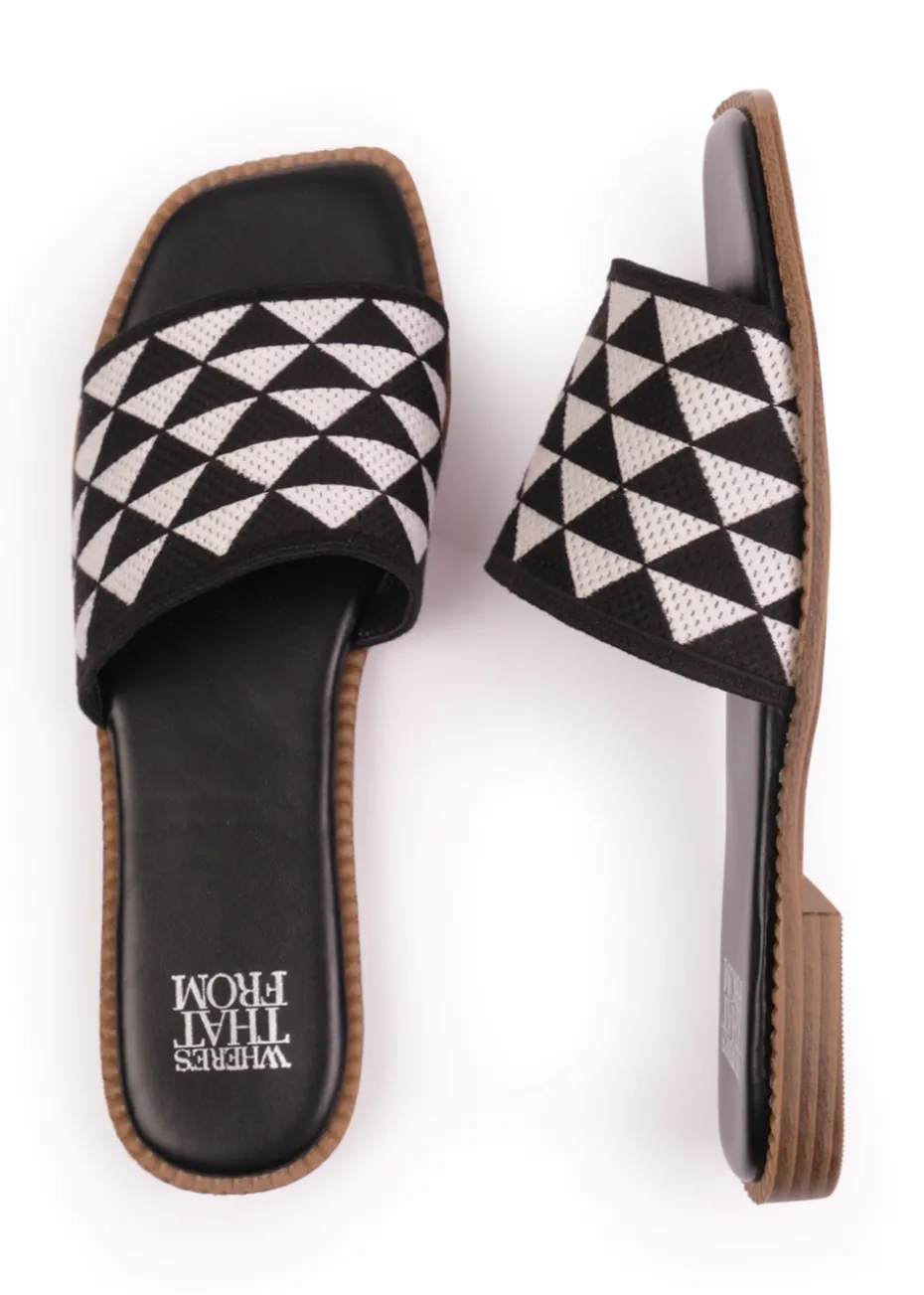 Where's That From Black Pu Sycamore Flat Sandals