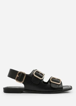 Where's That From Black PU Cher Flatform Sandal