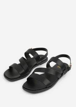 Where's That From Black PU Nessa Flat Sandals