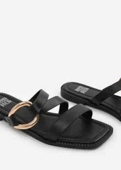 Where's That From Black PU Jaime Flatform Sandal