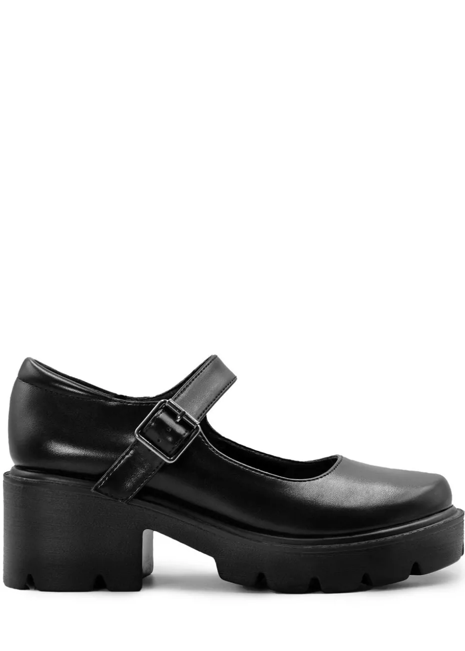 Where's That From Black Pu Rylee Chunky Platform Retro Loafers