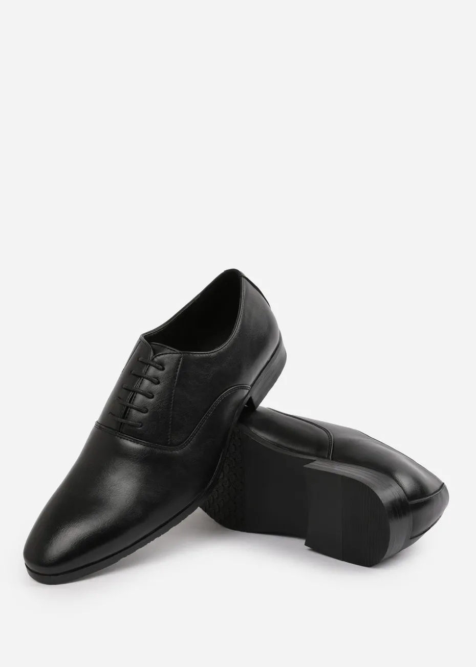Where's That From Black PU Nick Oxford Lace Up Work Dress Shoes