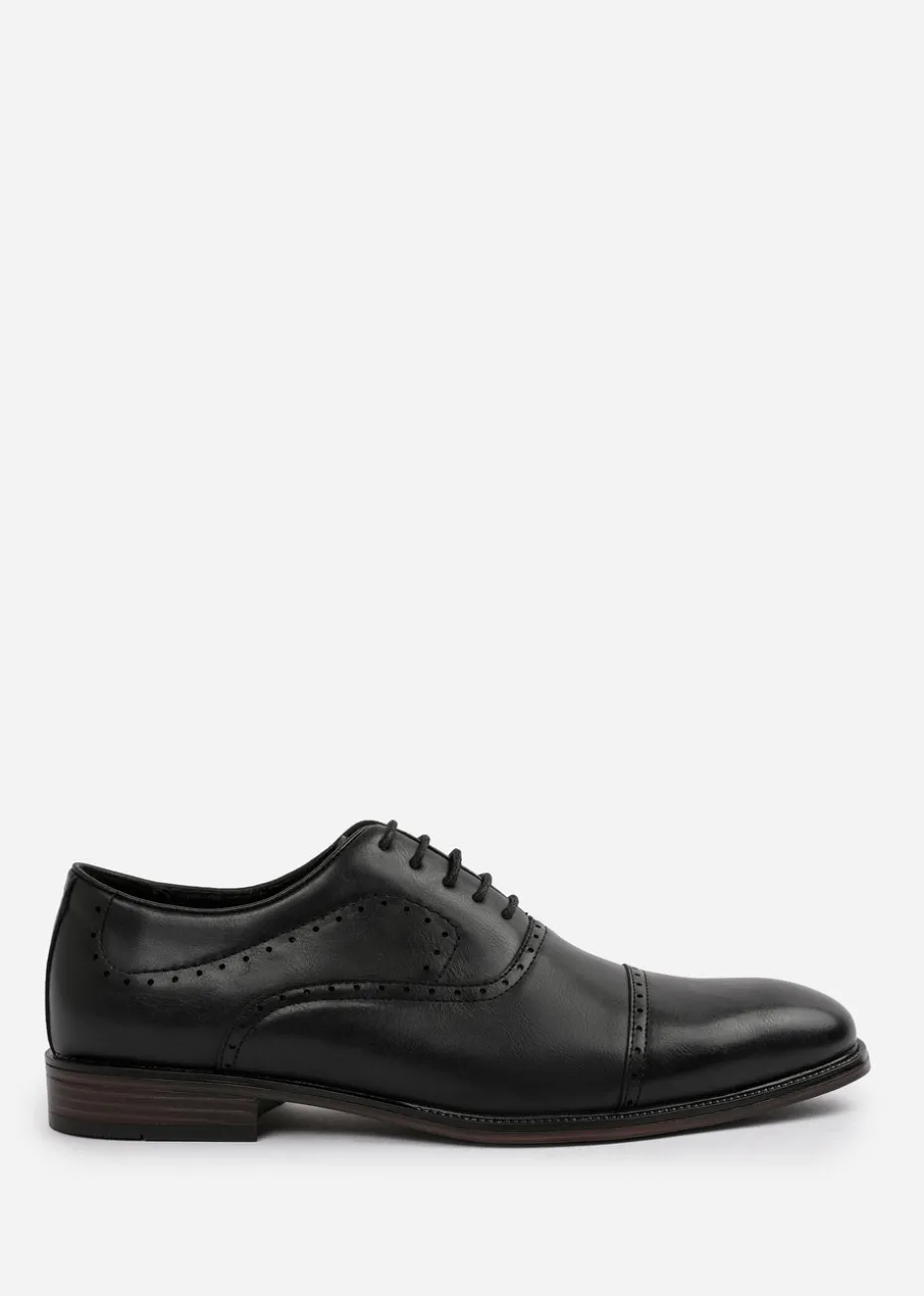 Where's That From Black PU Michael Textured Oxford Lace Up Work Dress Shoes