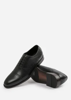 Where's That From Black PU Michael Textured Oxford Lace Up Work Dress Shoes