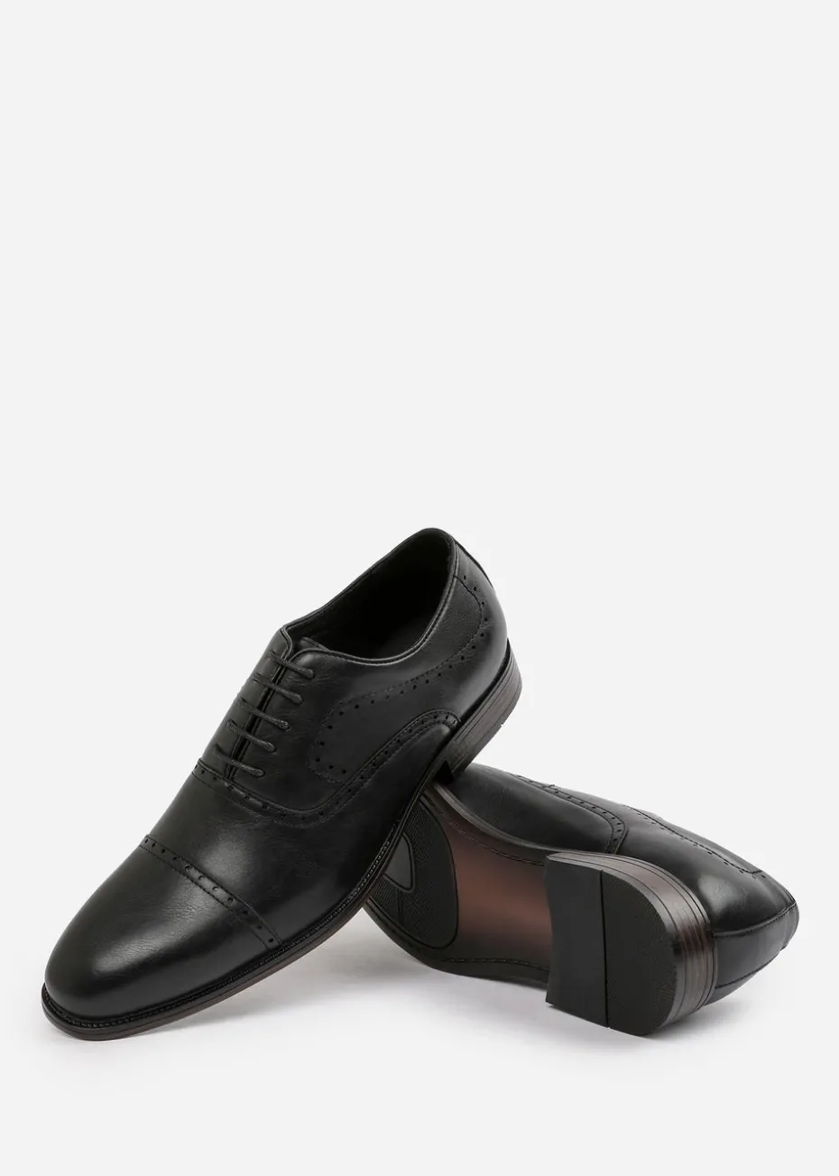 Where's That From Black PU Michael Textured Oxford Lace Up Work Dress Shoes