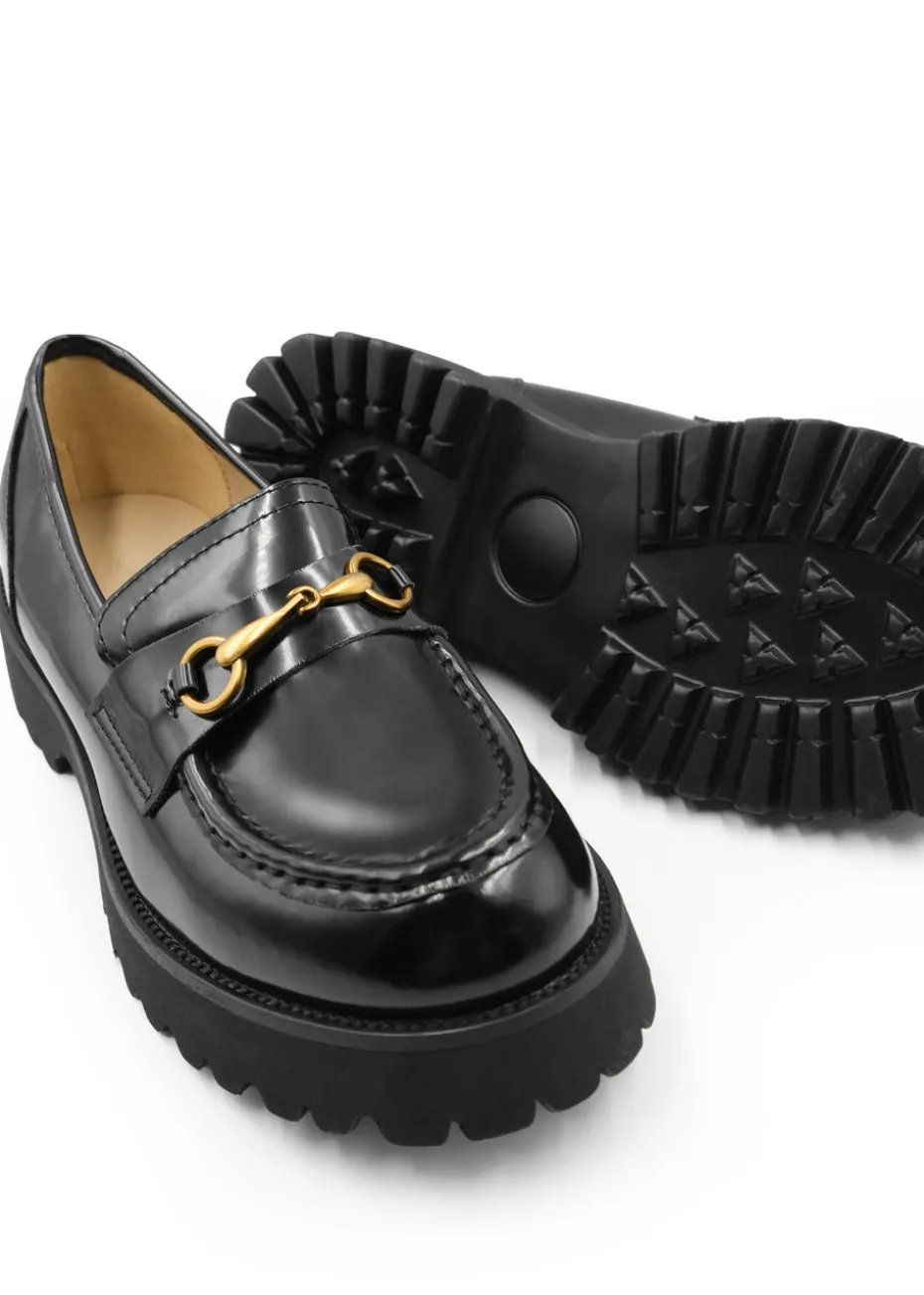 Where's That From Black Patent Muriel Chunky Slip On Loafers