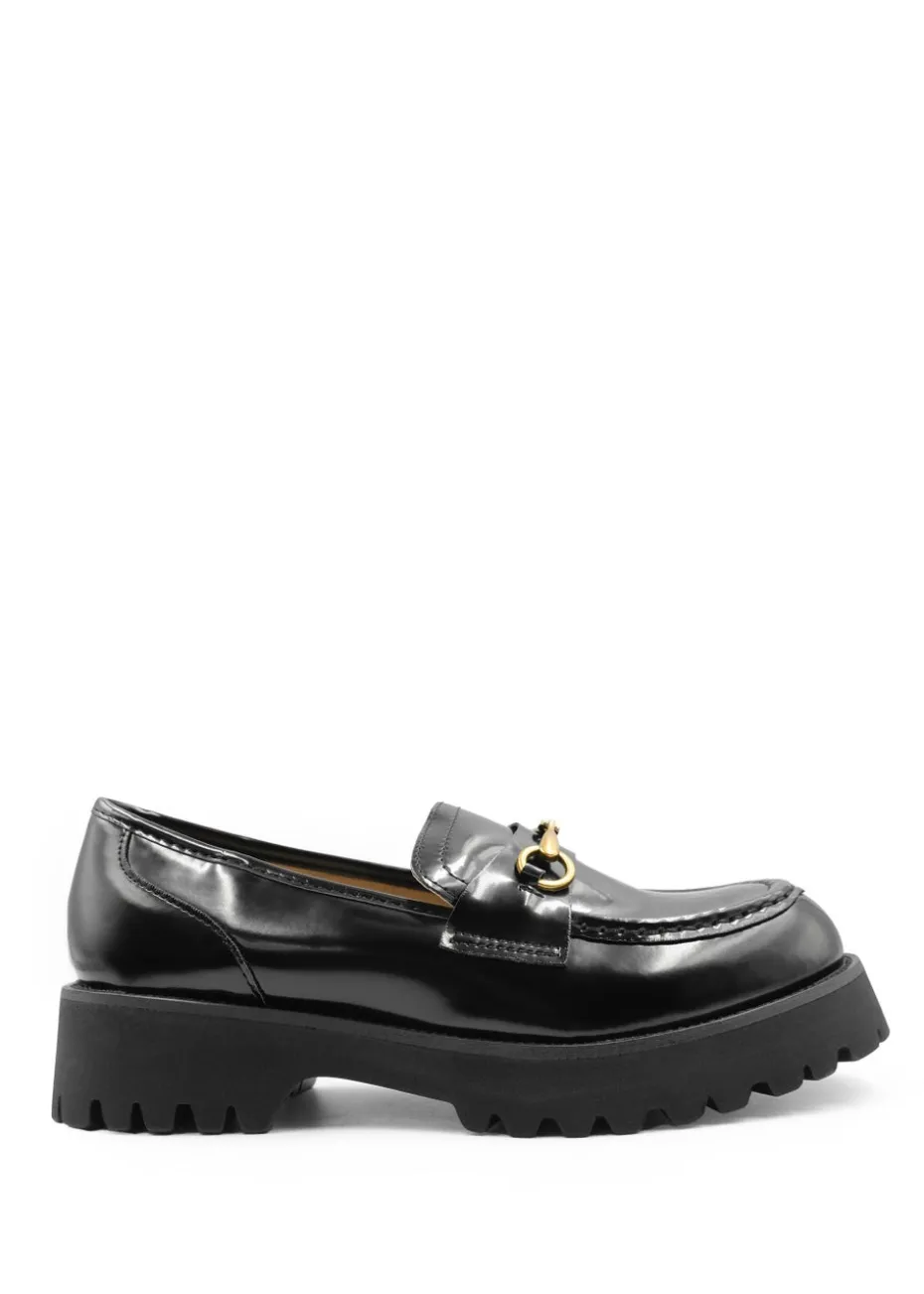Where's That From Black Patent Muriel Chunky Slip On Loafers