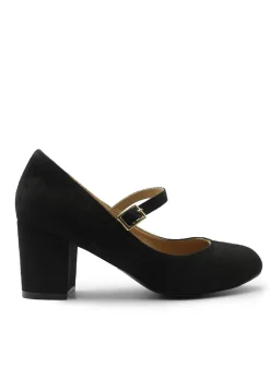 Where's That From Black Suede Araceli Wide  Mary Jane Pumps