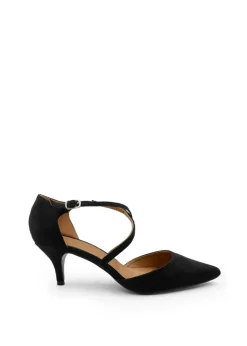 Where's That From Black Suede Kennedi Low Kitten Heels