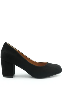 Where's That From Black Suede Melrose Block Heel Court Shoes