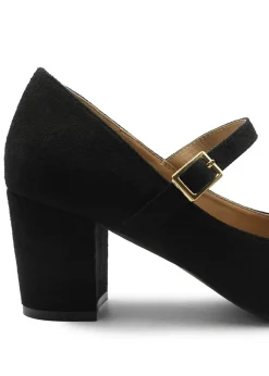 Where's That From Black Suede Araceli Extra Wide MaryJane Pumps